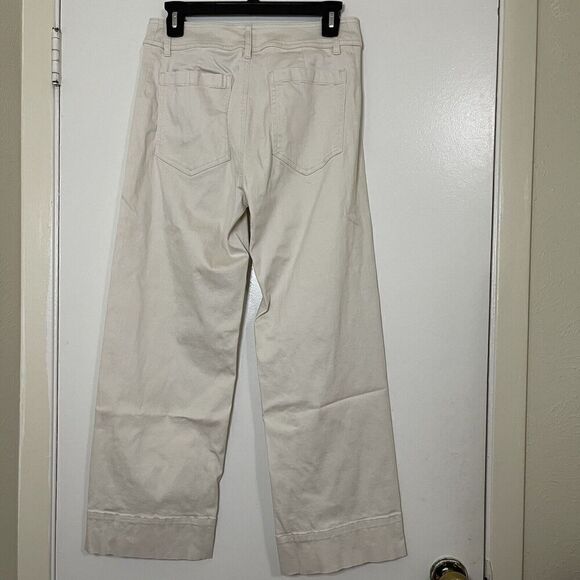 Mango MNG Casual Ivory khaki Wide leg pants size US 6 - Picture 4 of 6